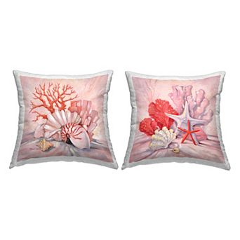 Stupell Home Decor 2-Pack Varied Pink Ocean Sea Life Starfish Throw Pillow