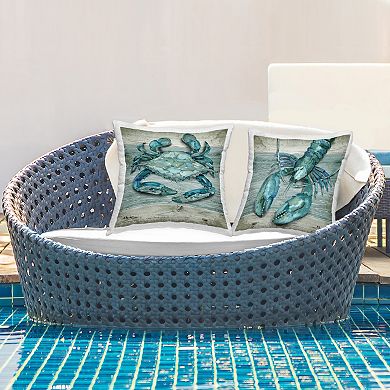 Stupell Home Decor 2-Pack Blue Crab Lobster Marine Sea Life Throw Pillow Set