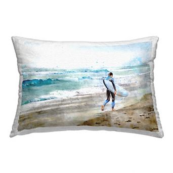 Stupell Home Decor Surfer on Shoreline Throw Pillow