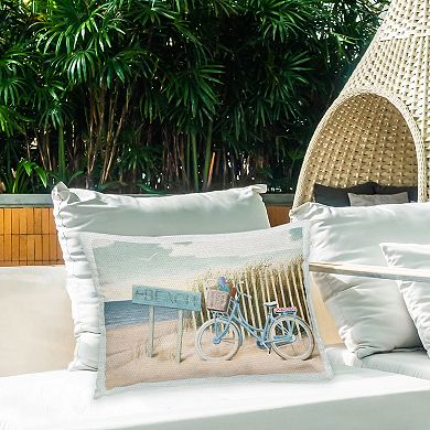Stupell Home Decor Beach Shore & Bike Throw Pillow