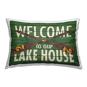 Stupell Home Decor Green Welcome Lake House Throw Pillow