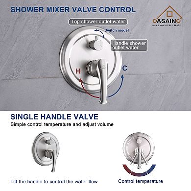 Casainc 1-handle Multi-head Round Shower Faucet Valve Included