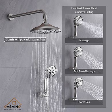 Casainc 1-handle Multi-head Round Shower Faucet Valve Included