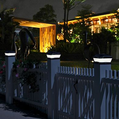 Glitzhome 4 Pack Solar Post Lights Outdoor