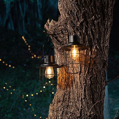 Glitzhome Wire Solar Powered Outdoor Hanging Lantern