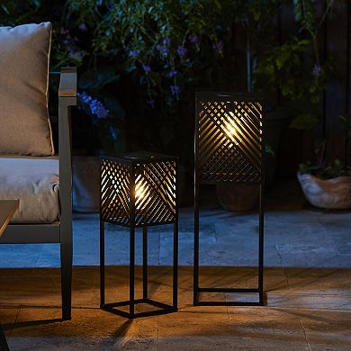 Glitzhome Outdoor Solar Powered Floor Lamp 2 Piece