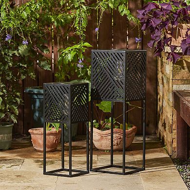 Glitzhome Outdoor Solar Powered Floor Lamp 2 Piece