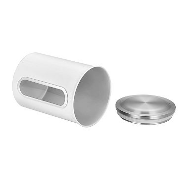 3 Piece Set Of Nesting Stainless Steel Canisters. With Tight Fitting Lids And Clear-view Windows