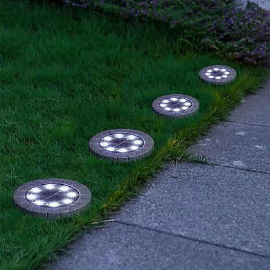 Glitzhome 4 Packs Waterproof Solar Resin Ground Lights