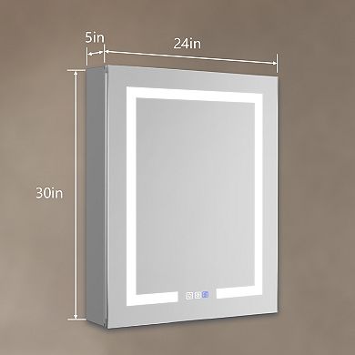 Cabinet Mirror, Bathroom Wall Storage Cabinets With Lights Anti-fogger Lights Dimmable Led Mirror