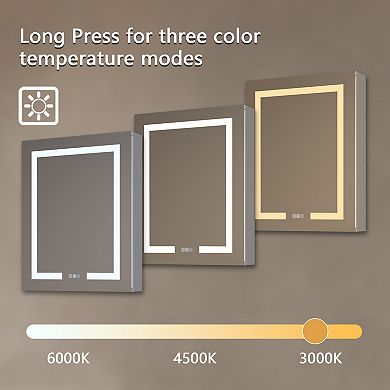 Cabinet Mirror, Bathroom Wall Storage Cabinets With Lights Anti-fogger Lights Dimmable Led Mirror