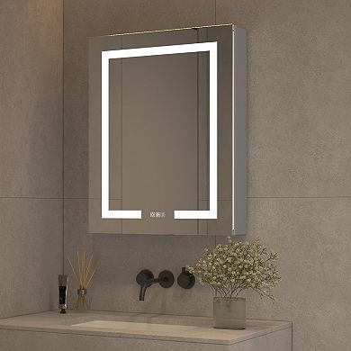 Cabinet Mirror, Bathroom Wall Storage Cabinets With Lights Anti-fogger Lights Dimmable Led Mirror