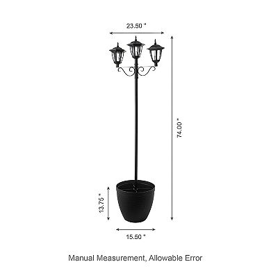 Glitzhome Outdoor Solar Lamp Post Light Oversized With Planter Pot