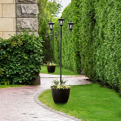 Glitzhome Outdoor Solar Lamp Post Light Oversized With Planter Pot