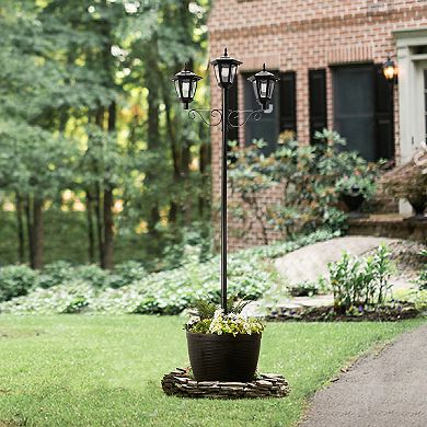 Glitzhome Outdoor Solar Lamp Post Light Oversized With Planter Pot