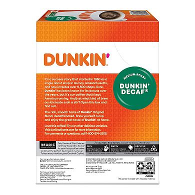 Keurig Dunkin' Decaf Single-Serve 22-Count Medium Roast Coffee K-Cup Pods
