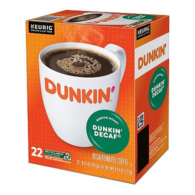 Keurig Dunkin' Decaf Single-Serve 22-Count Medium Roast Coffee K-Cup Pods