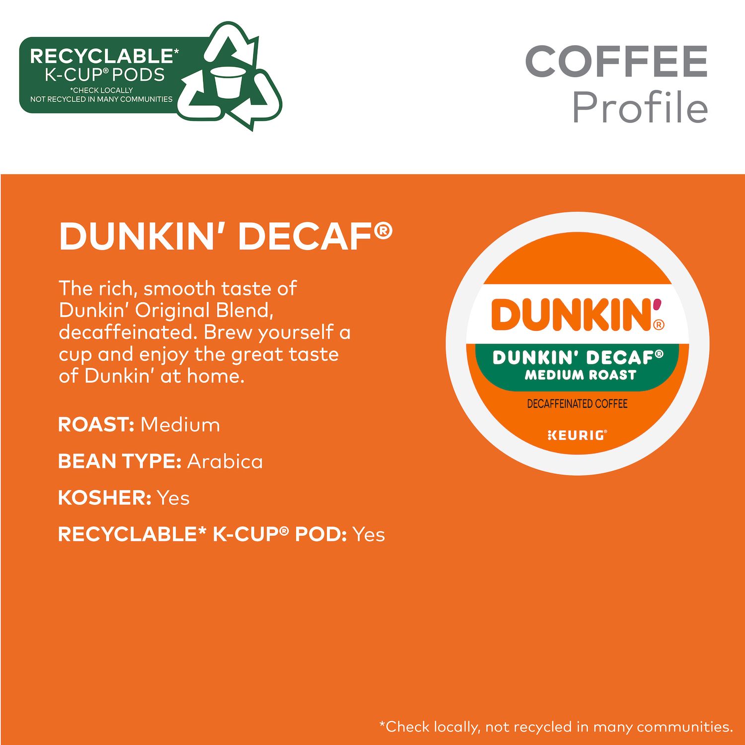 Dunkin' Decaf Medium Roast Coffee K-Cup Pods – 88 Count, Compatible With Keurig