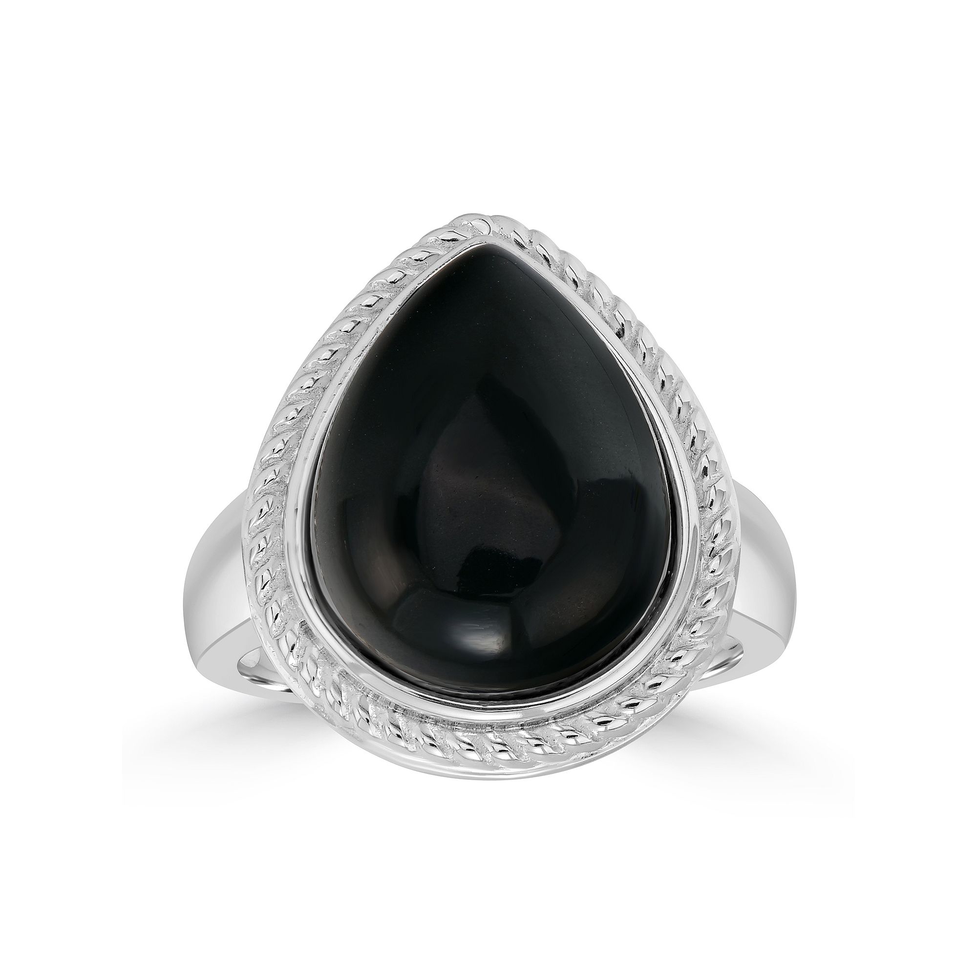 Gemistry Sterling Silver Black Jade Tear Drop Ring, Womens, Size: 7