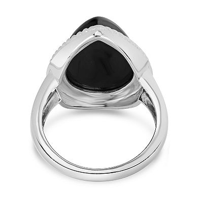 Gemistry Sterling Silver Black Jade Tear Drop Ring