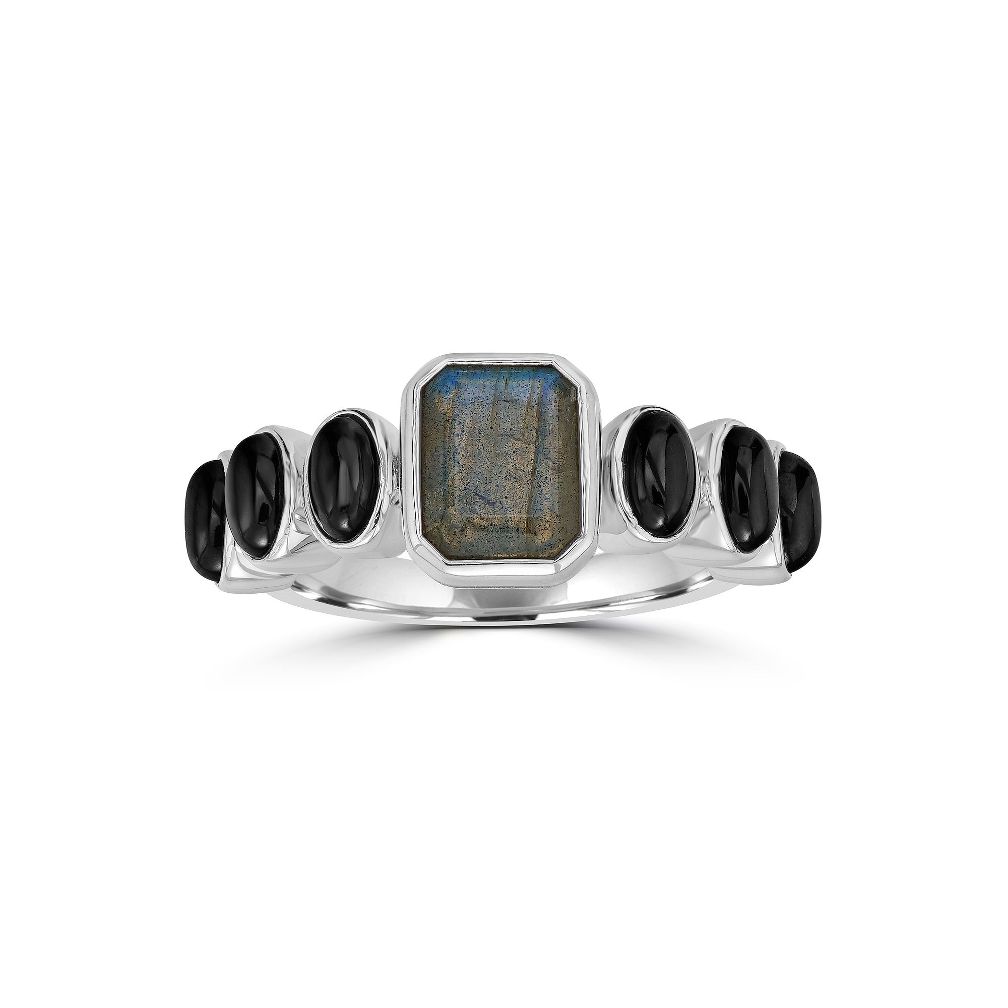 Gemistry Sterling Silver Genuine Labradorite Emerald Cut Ring, Womens, Siz