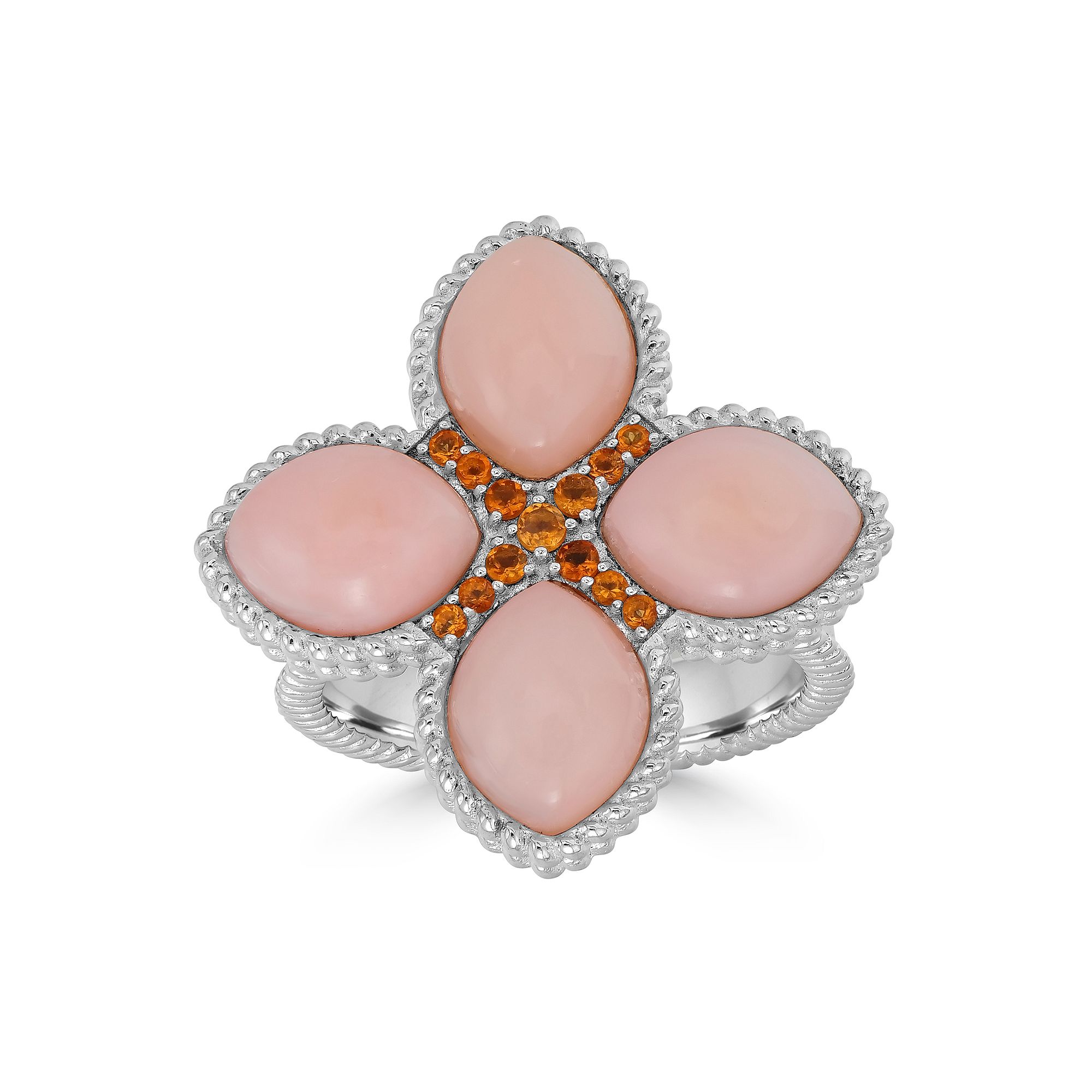 Gemistry Sterling Silver Genuine Pink Opal Cabachon Ring, Womens, Size: 8,