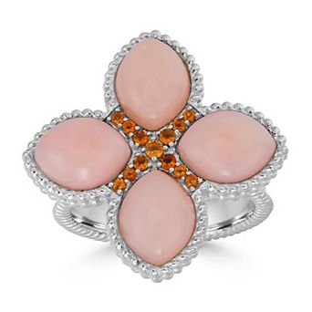 Gemistry Sterling Silver Genuine Pink Opal Cabachon Ring