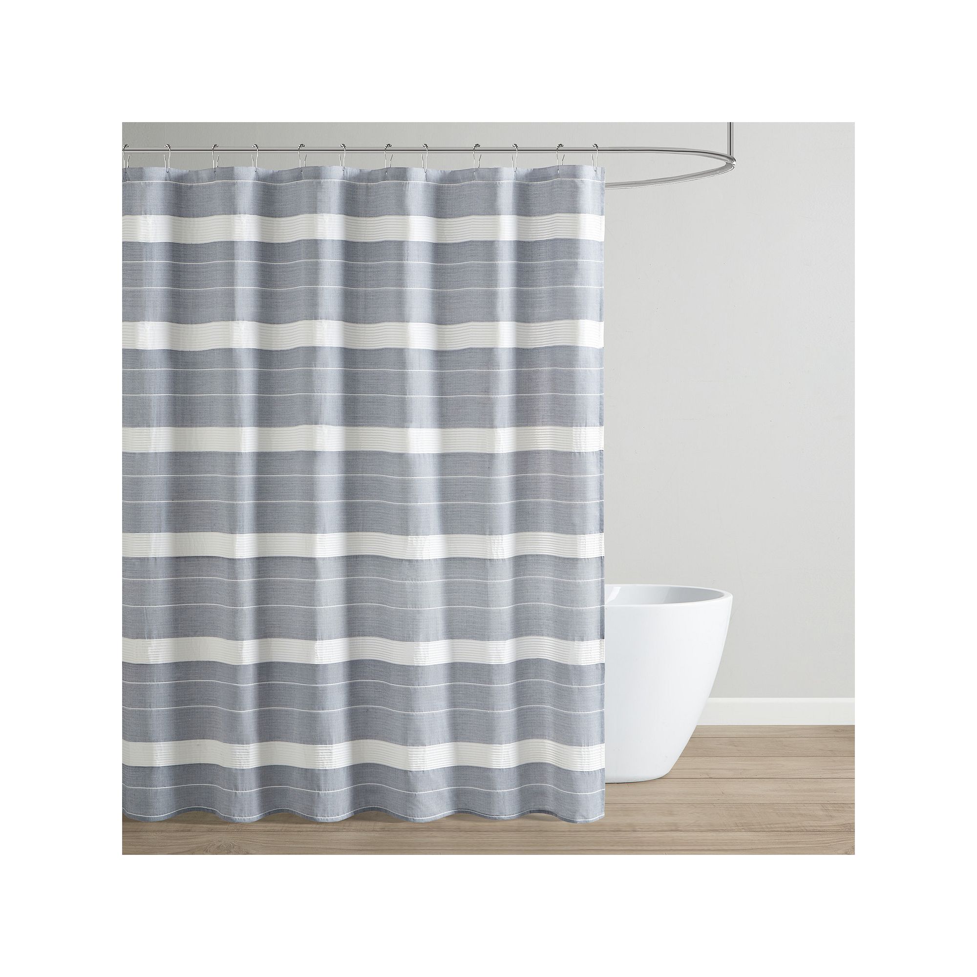 Martha Stewart Adrien Woven Stripe Shower Curtain, Size: 72X72, Blue