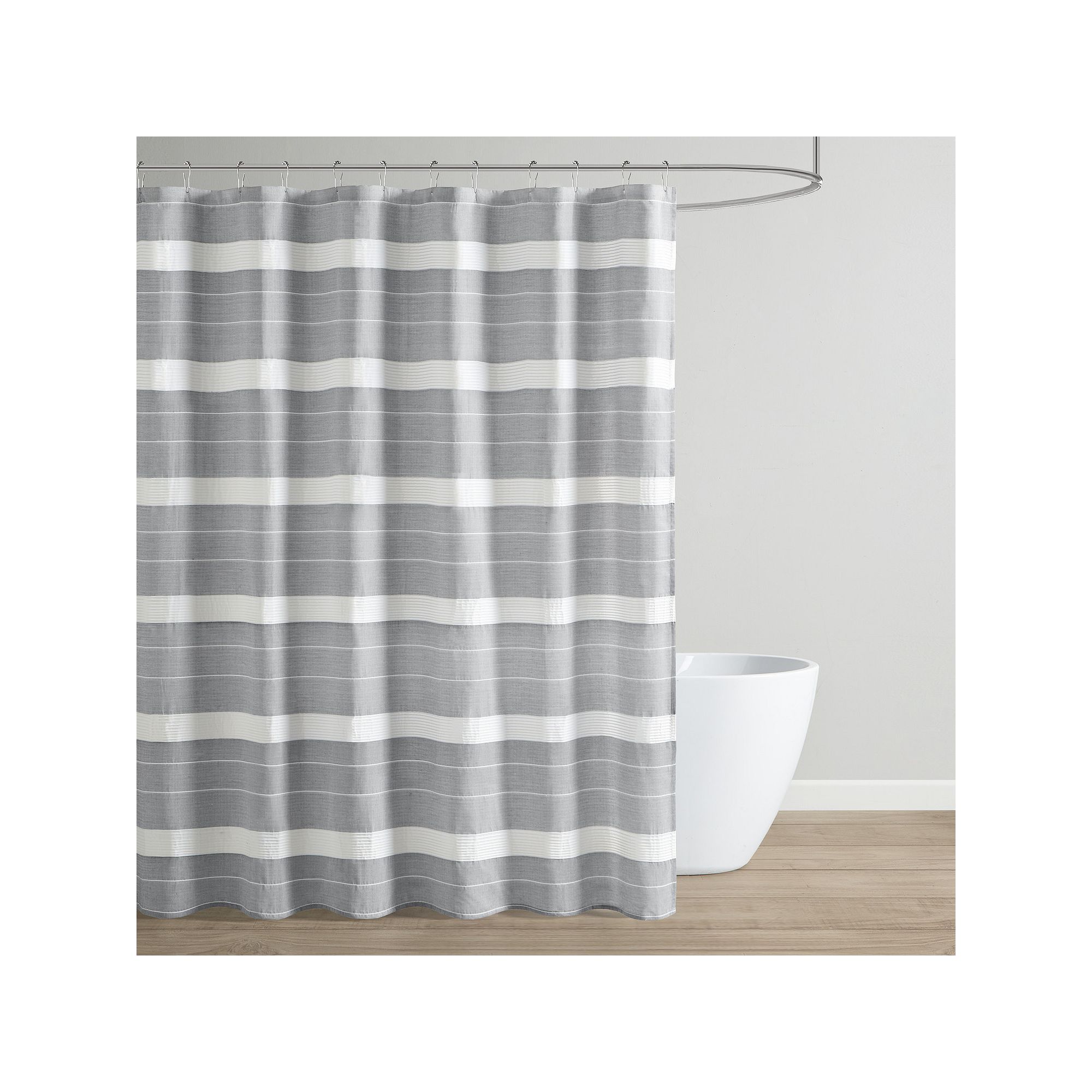 Martha Stewart Adrien Woven Stripe Shower Curtain, Size: 72X72, Gray