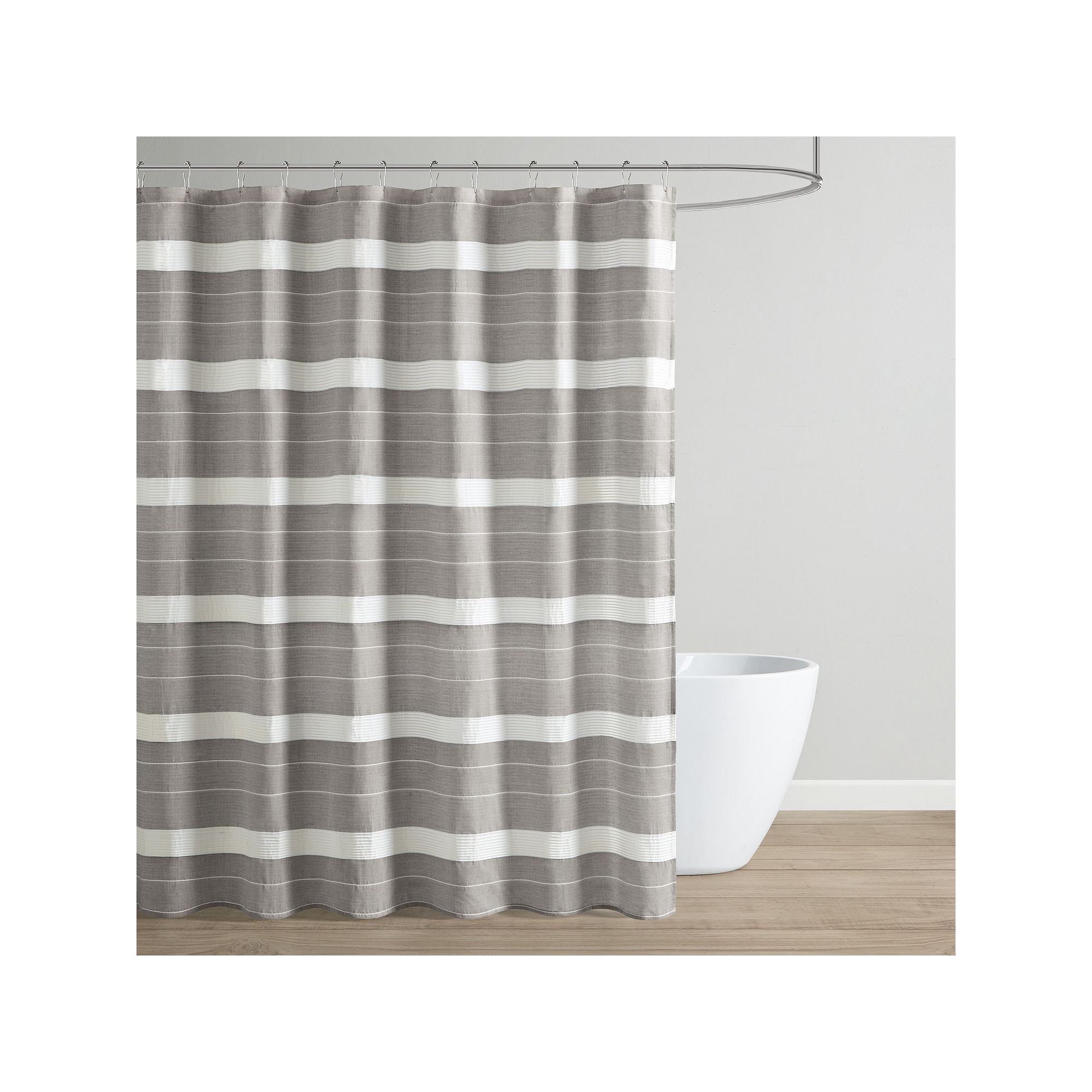 Martha Stewart Adrien Woven Stripe Shower Curtain, Size: 72X72, Warm Grey