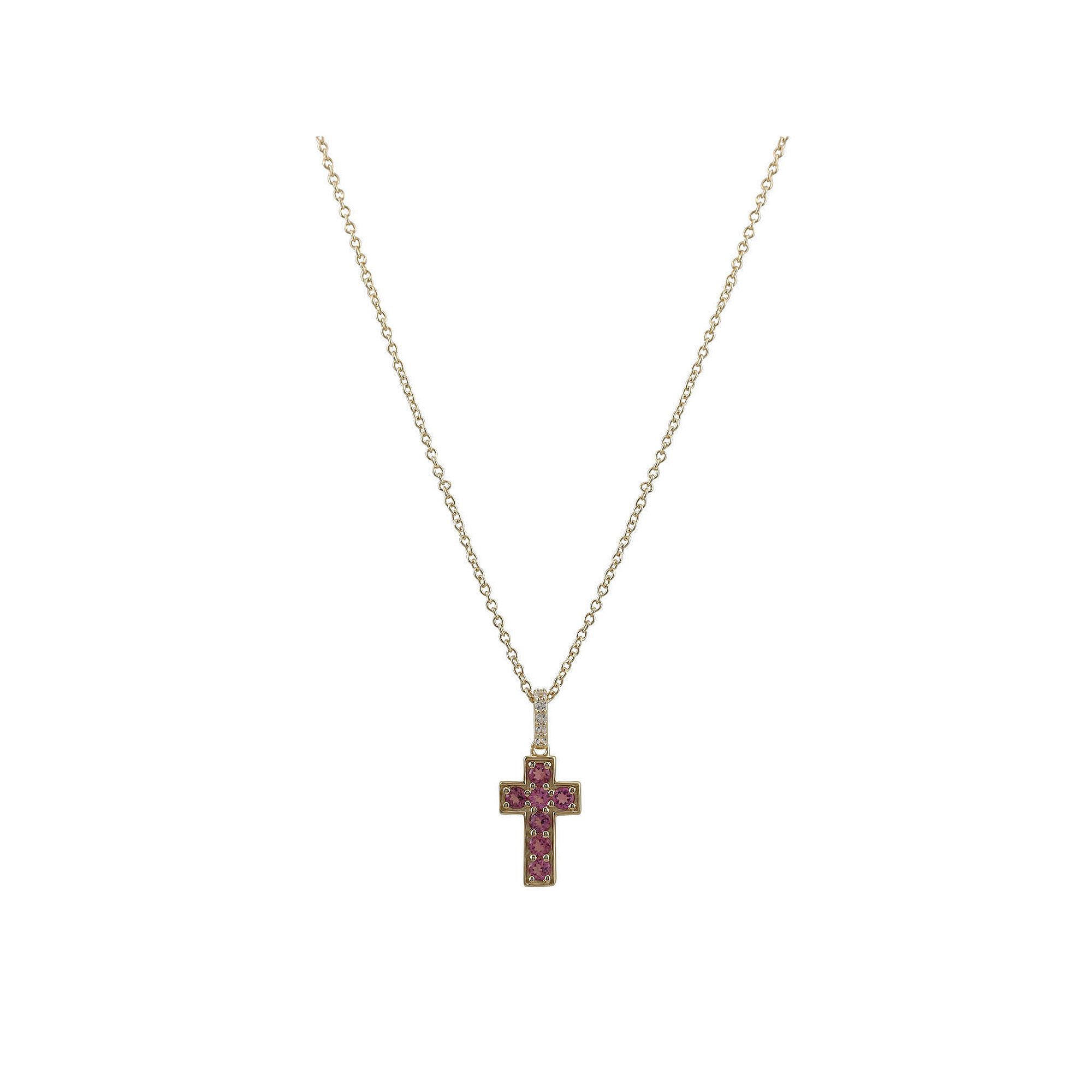 Gemistry Sterling Silver Gemstone Cross Pendant Necklace, Womens, Size: 1