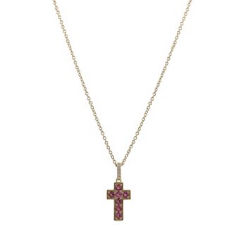 Gemistry Sterling Silver Gemstone Cross Pendant Necklace