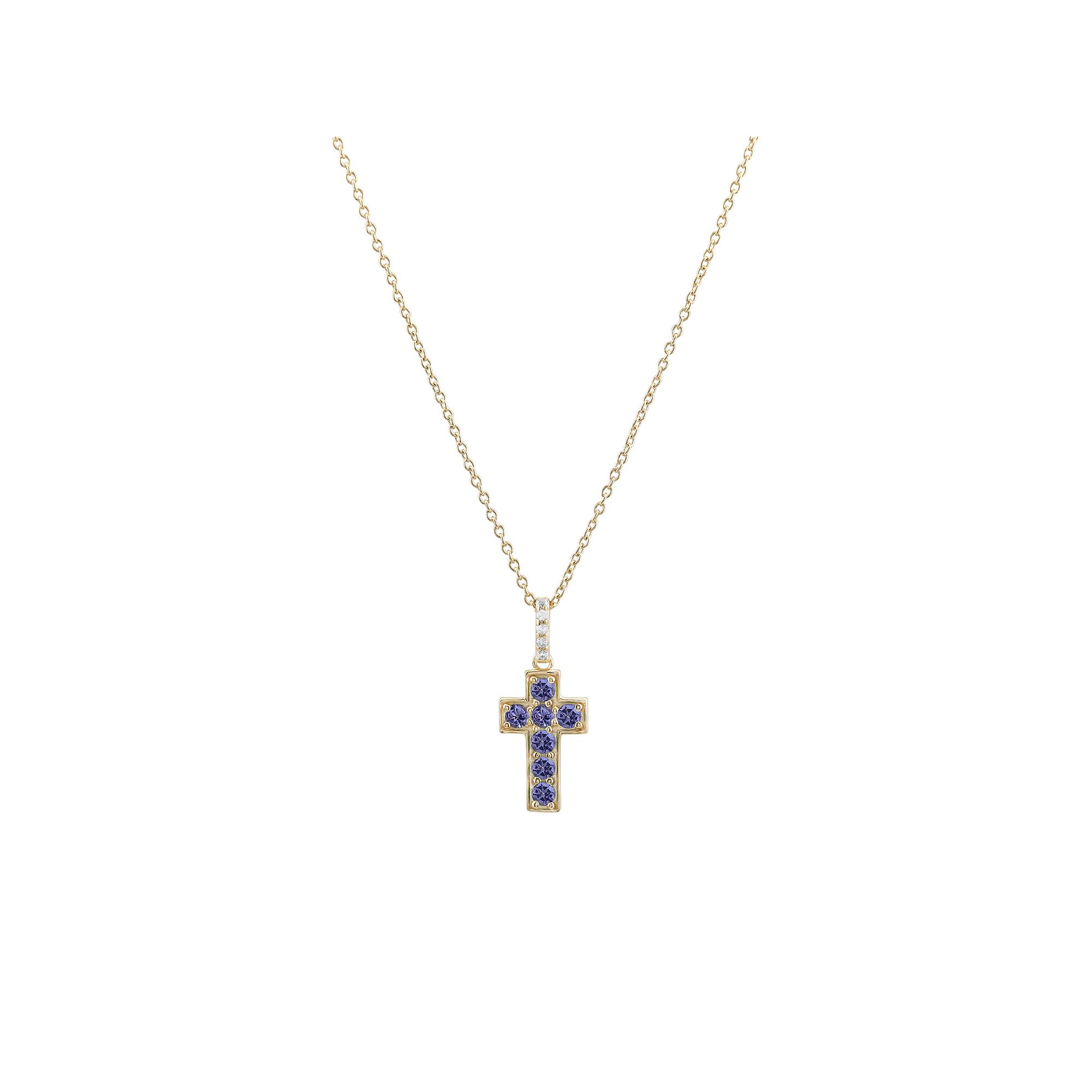 Gemistry Sterling Silver Gemstone Cross Pendant Necklace, Womens, Size: 1