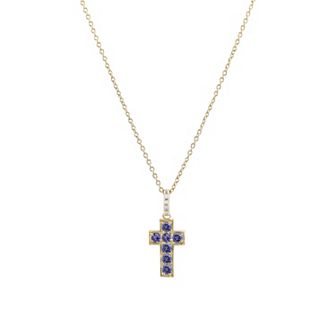 Gemistry Sterling Silver Gemstone Cross Pendant Necklace