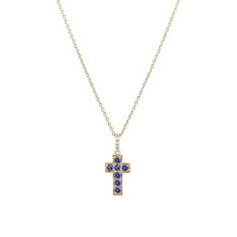 Gemistry Sterling Silver Gemstone Cross Pendant Necklace