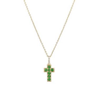 Gemistry Sterling Silver Gemstone Cross Pendant Necklace