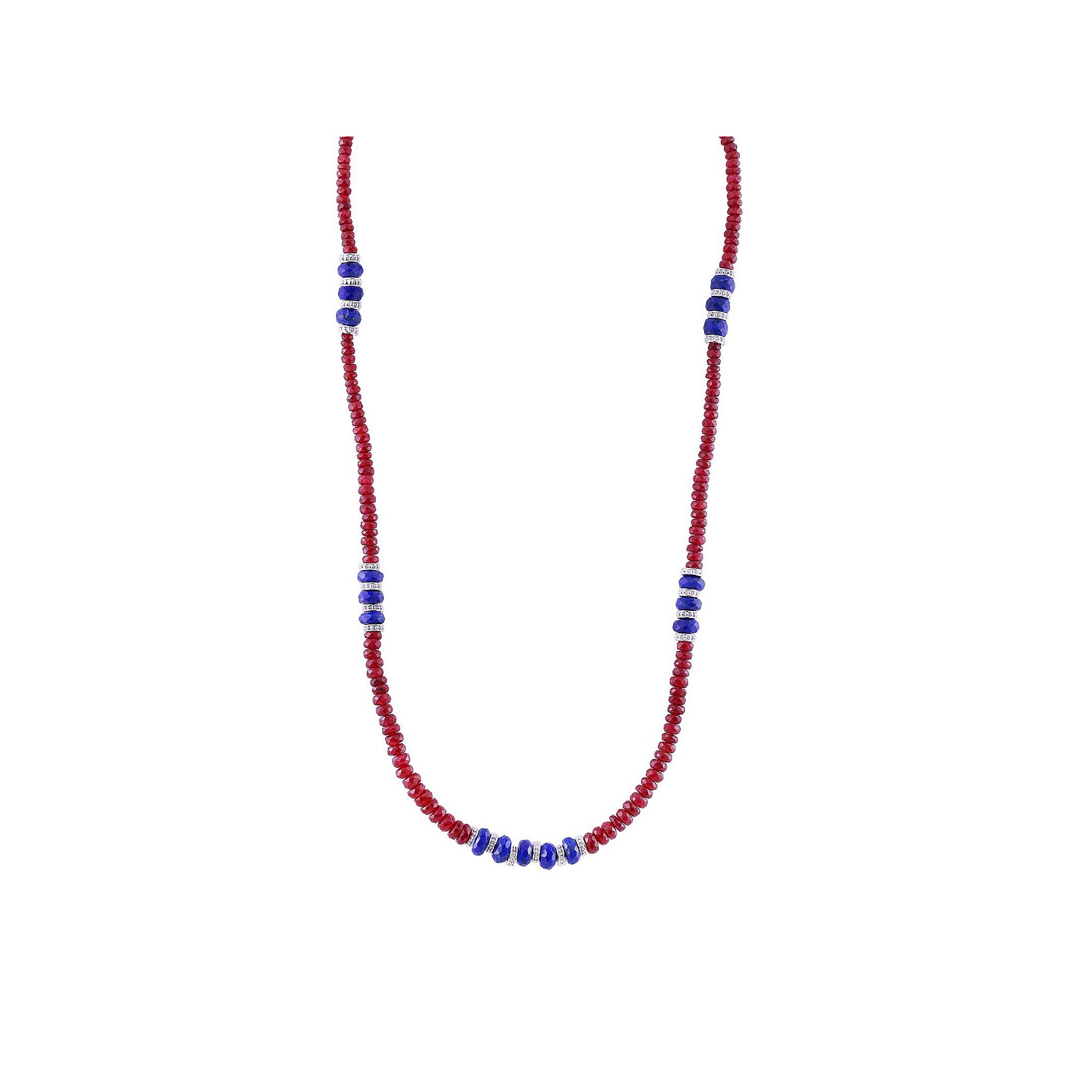 Gemistry Sterling Silver Gemstone Beaded Necklace, Womens, Size: 18, Re