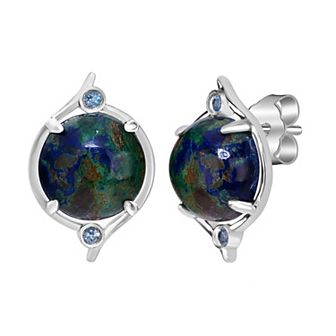 Gemistry Sterling Silver Gemstone Cabochon Stud Earrings