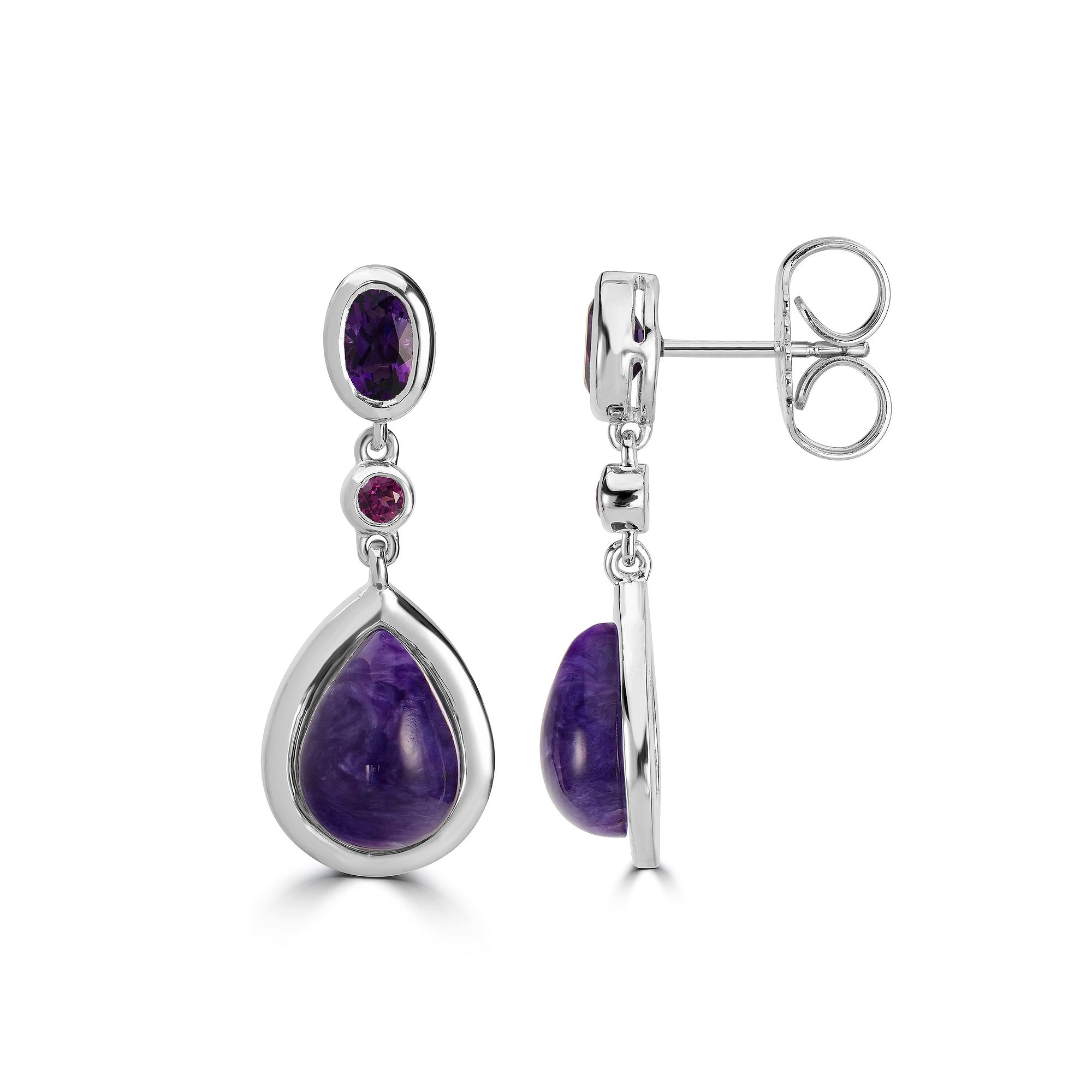 Gemistry Sterling Silver Gemstone Drop Earrings, Womens, Purple