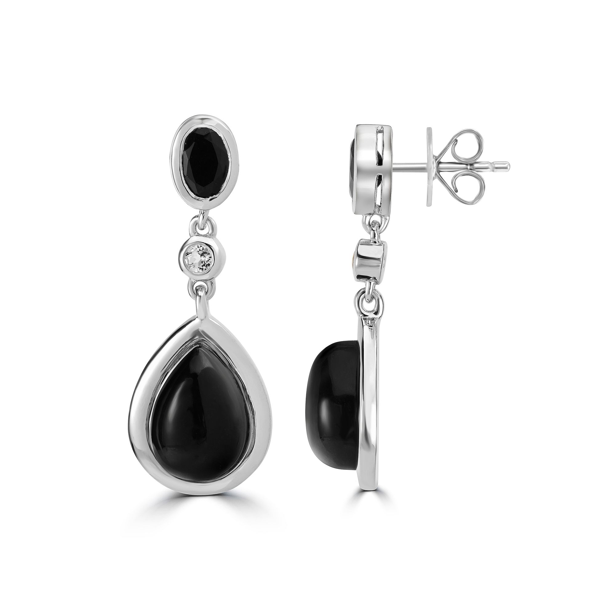 Gemistry Sterling Silver Gemstone Drop Earrings, Womens, Black Jade