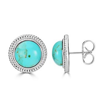 Gemistry Sterling Silver Genuine Turquoise Stud Earrings