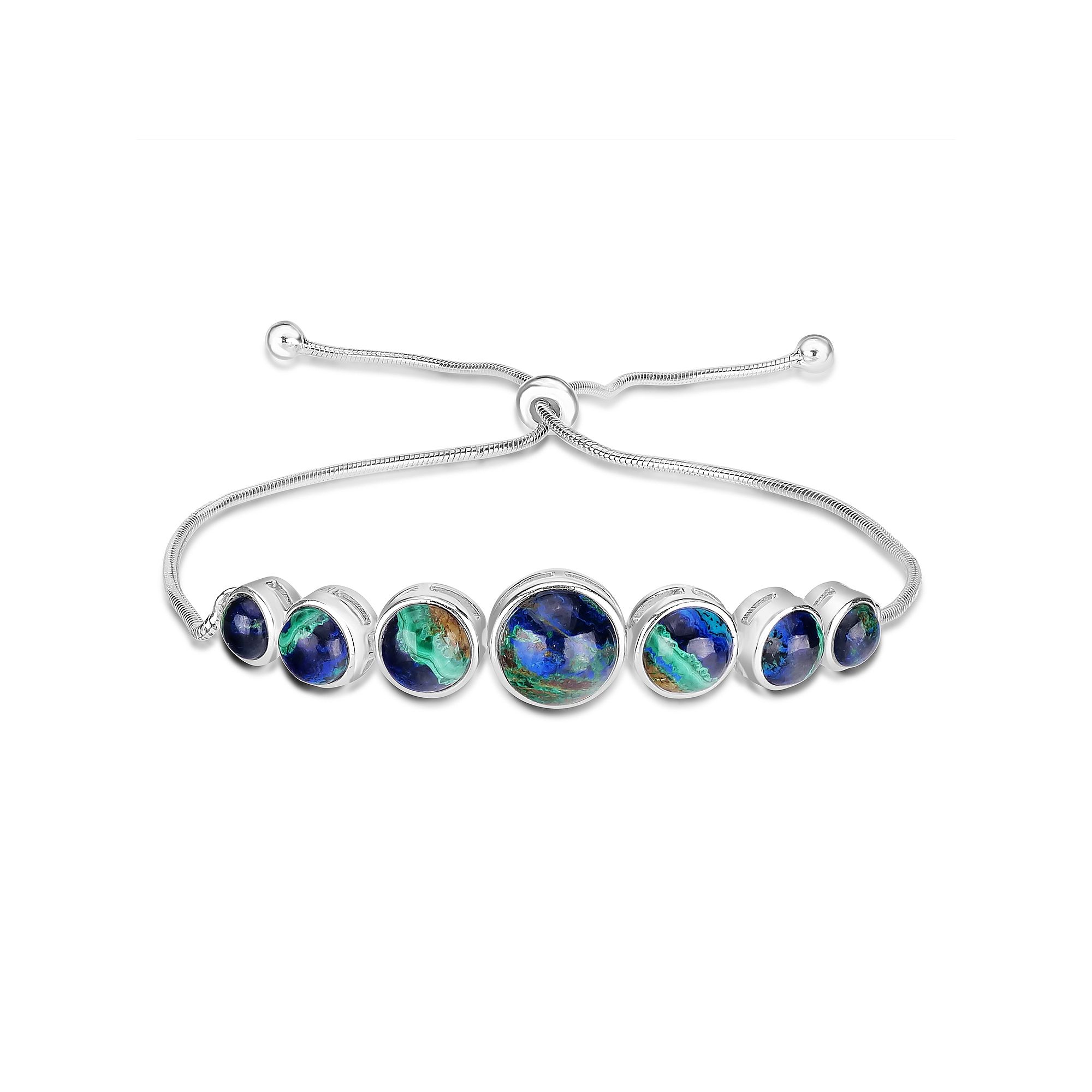 Gemistry Sterling Silver Gemstone Cabochon Adjustable Bracelet, Womens, S