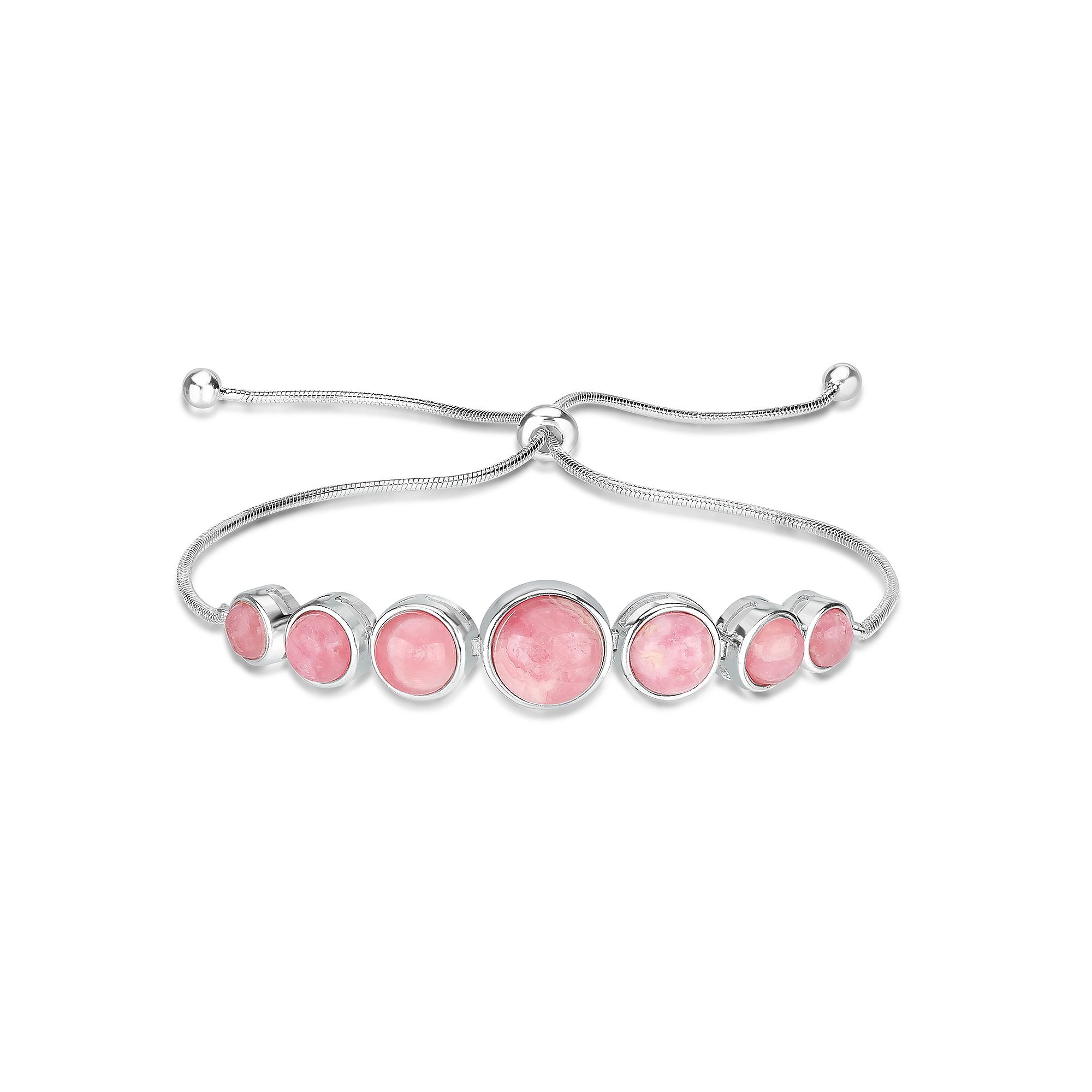 Gemistry Sterling Silver Gemstone Cabochon Adjustable Bracelet, Womens, S