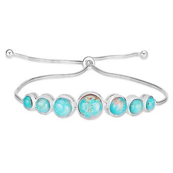 Gemistry Sterling Silver Gemstone Cabochon Adjustable Bracelet