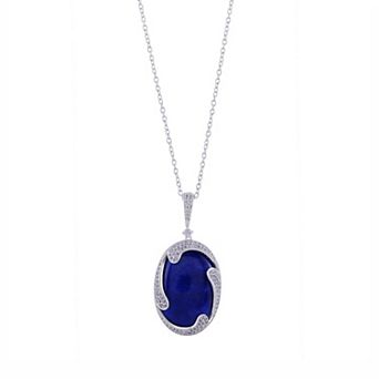 Gemistry Sterling Silver Lapis Lazuli & White Topaz Pendant Necklace
