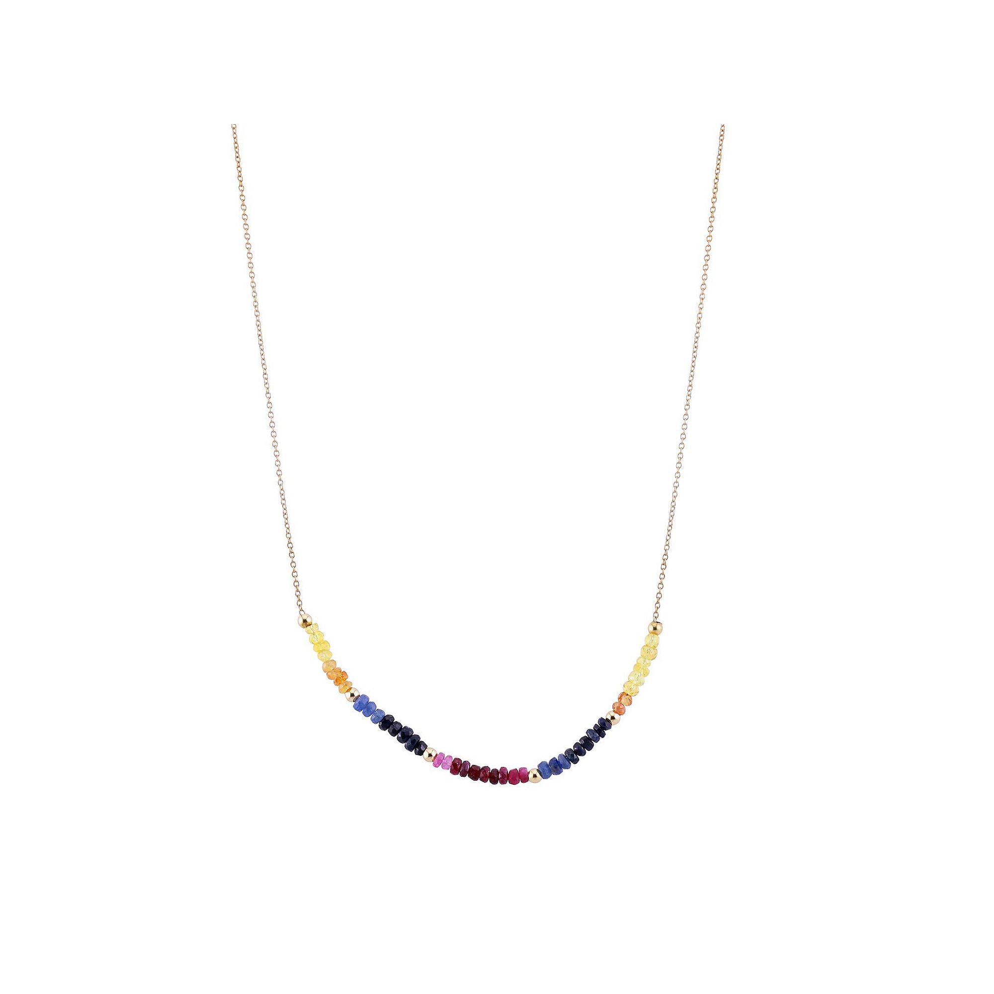 Gemistry Sterling Silver Multi-Color Sapphire Beaded Necklace, Womens, Si