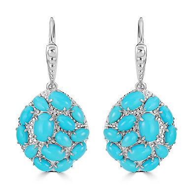Gemistry Sterling Silver Genuine Turquoise Cluster Drop Earrings