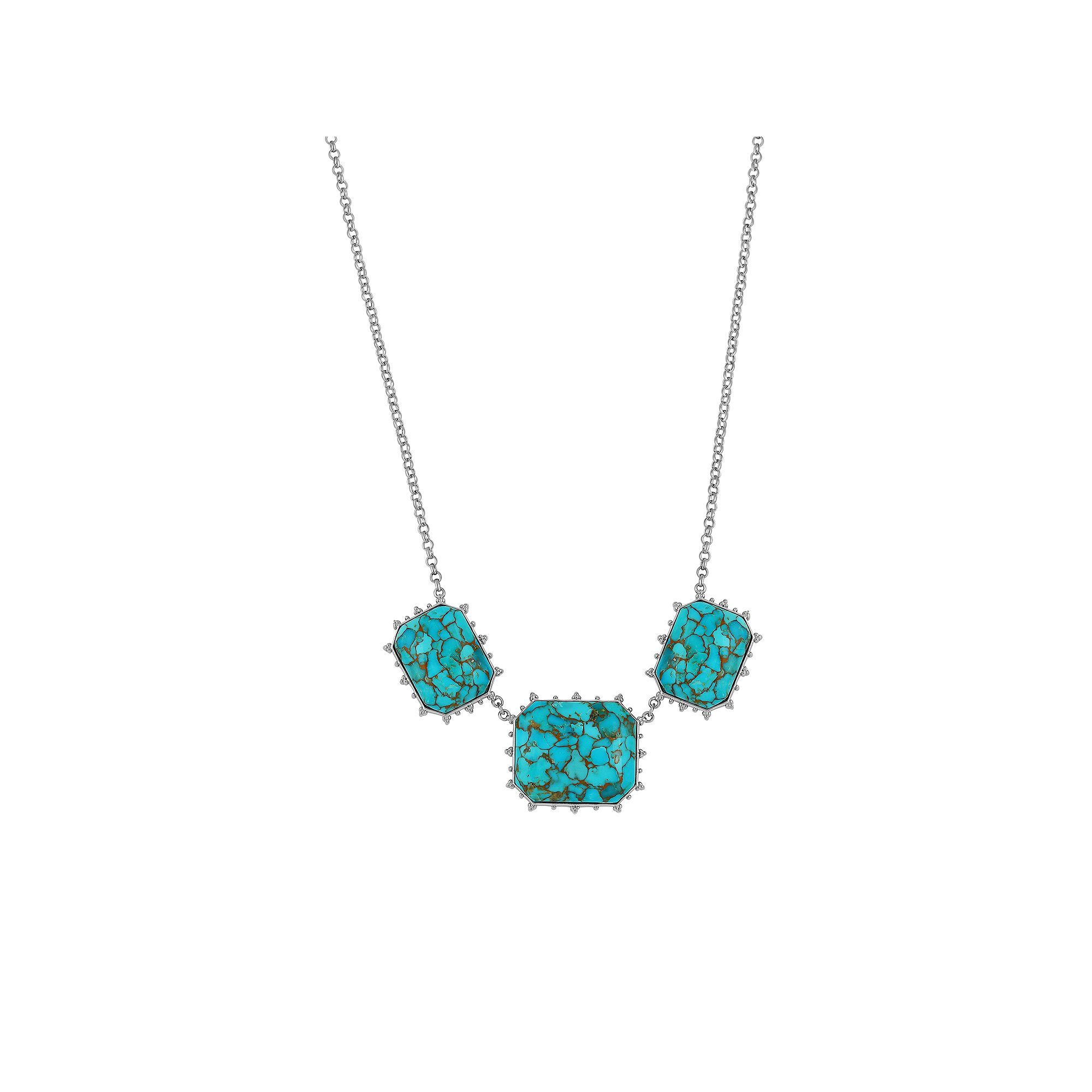 Gemistry Sterling Silver Turquoise Cabochon Necklace, Womens, Size: 18,