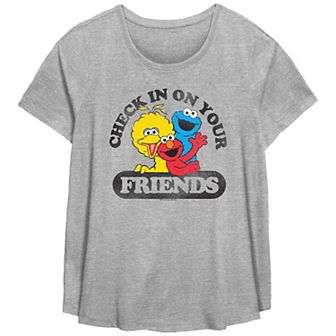 Plus Size Sesame Street Check In On Your Friends Scoop Hem Flow Graphic Tee