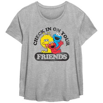 Plus Size Sesame Street Check In On Your Friends Scoop Hem Flow Graphic Tee